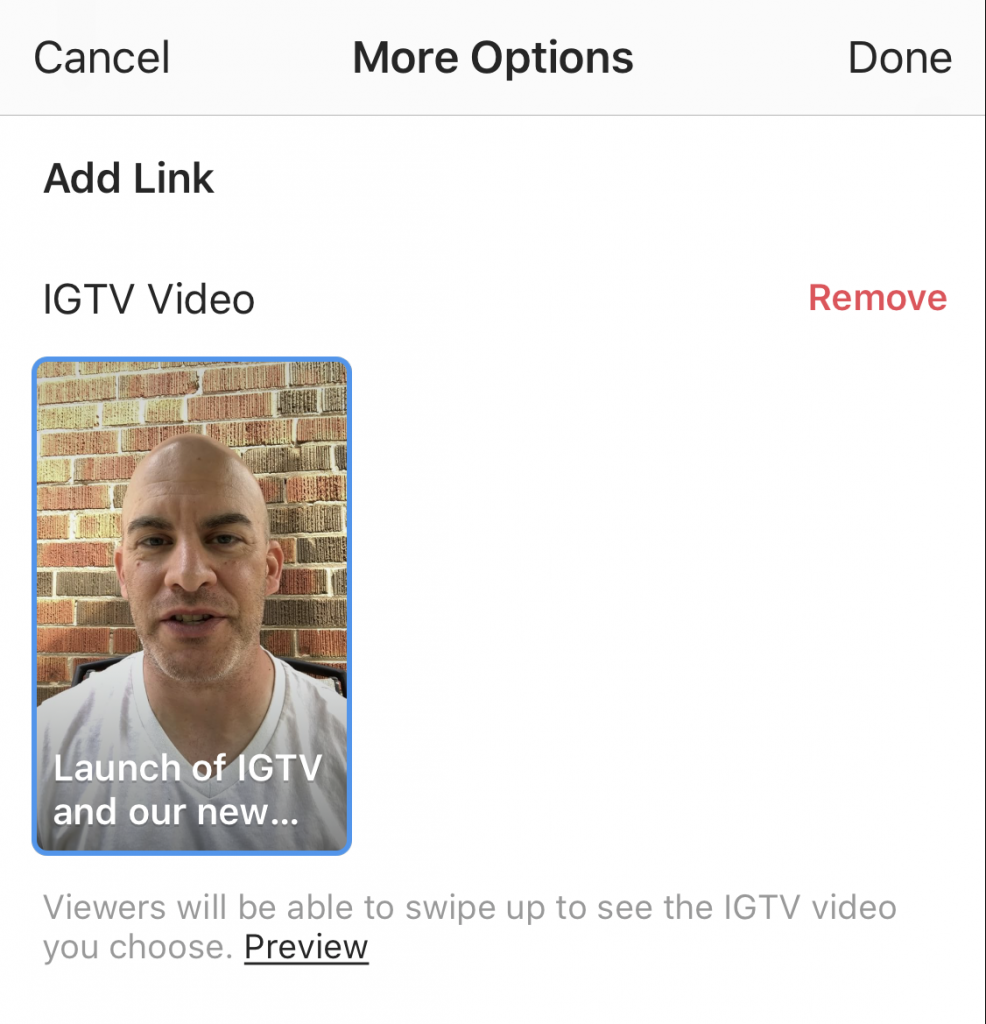 You can link a Instagram story post to an IGTV video
